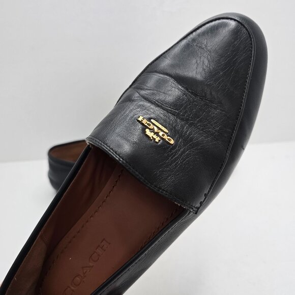 Coach | black leather slip-on preppy pointed toe loafers shoes | WMS 8 - Picture 3 of 10